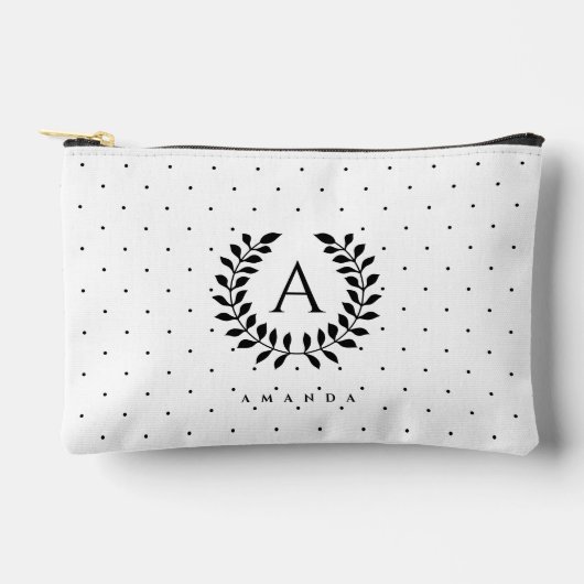 Black And White Laurel Monogram Polka Dot Pattern Etui (Voorkant)
