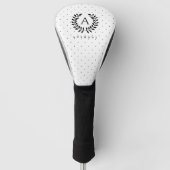 Black And White Laurel Monogram Polka Dot Pattern Golfheadcover (Voorkant)