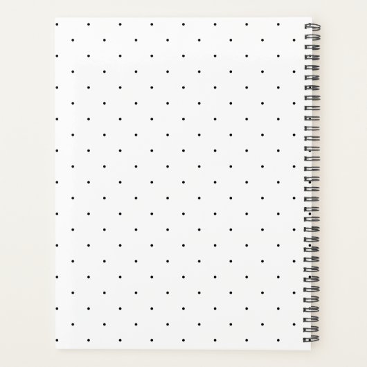 Black And White Laurel Monogram Polka Dot Pattern Planner (Achterkant)