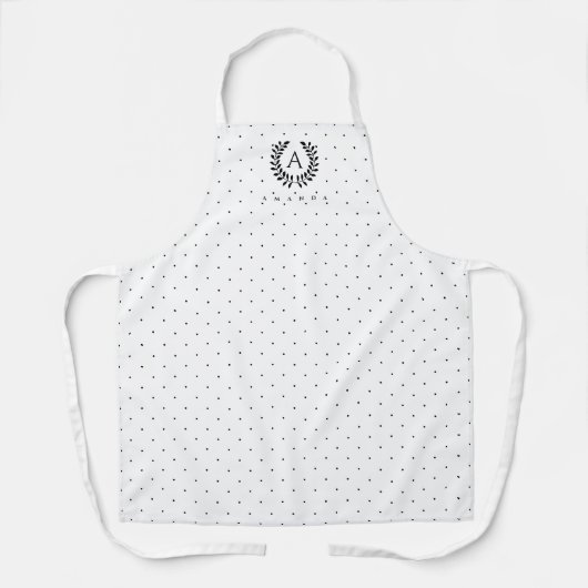 Black And White Laurel Monogram Polka Dot Pattern Schort (Voorkant)