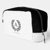 Black And White Laurel Monogram Polka Dot Pattern Toilettasje (Rechterhoek)
