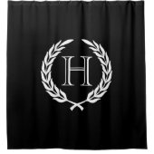 Black and White Laurel Wreath Douchegordijn (Voorkant)