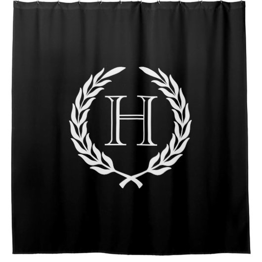 Black and White Laurel Wreath Douchegordijn (Voorkant)