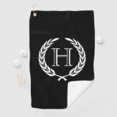 Black and White Laurel Wreath Golfhanddoek (Insitu)