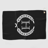 Black and White Laurel Wreath Golfhanddoek (Horizontaal)