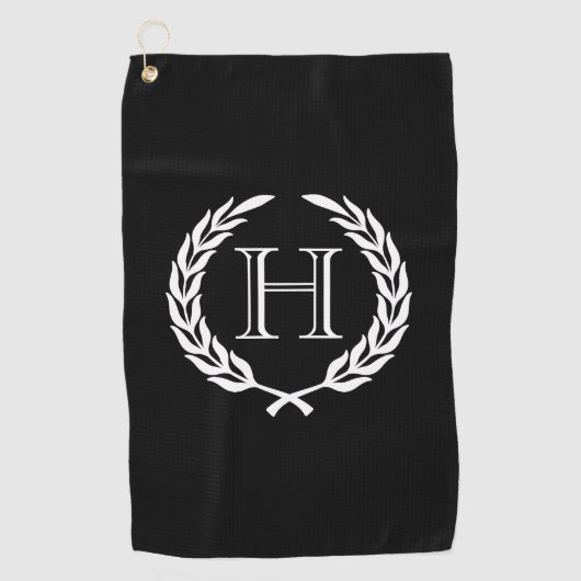 Black and White Laurel Wreath Golfhanddoek (Voorkant)