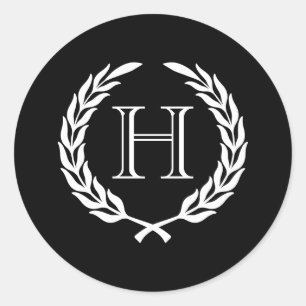 Black and White Laurel Wreath Ronde Sticker