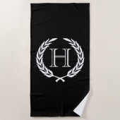 Black and White Laurel Wreath Strandlaken (Voorkant)