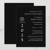 Black and White Law School Afstudeerfeest Kaart (Voorkant / Achterkant)
