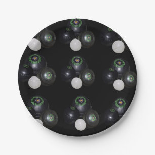Black and White Lawn Bowls Pattern Papieren Bordje