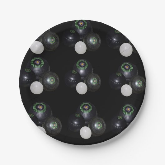 Black and White Lawn Bowls Pattern Papieren Bordje (Voorkant)