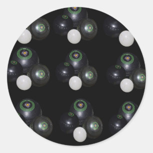 Black and White Lawn Bowls Pattern Ronde Sticker