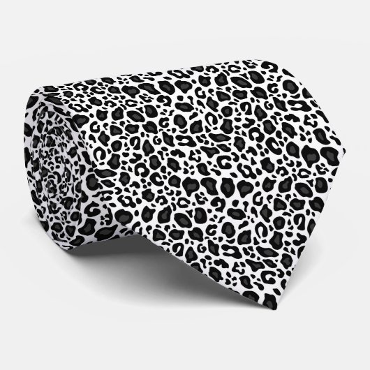Black and white leopard cheetah pattern stropdas (Opgerold)