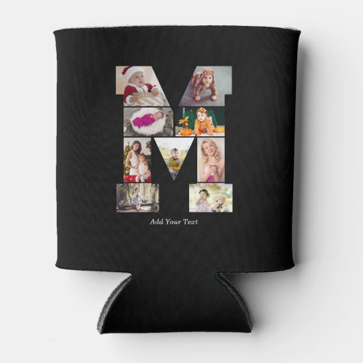 Black and White Letter M Photo Collage Blikjeskoeler (Voorkant)