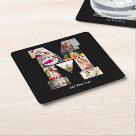 Black and White Letter M Photo Collage Kartonnen Onderzetters