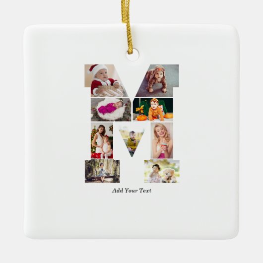 Black and White Letter M Photo Collage Keramisch Ornament (Voorkant)