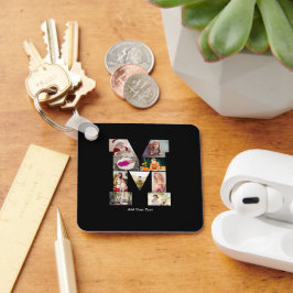Black and White Letter M Photo Collage Sleutelhanger