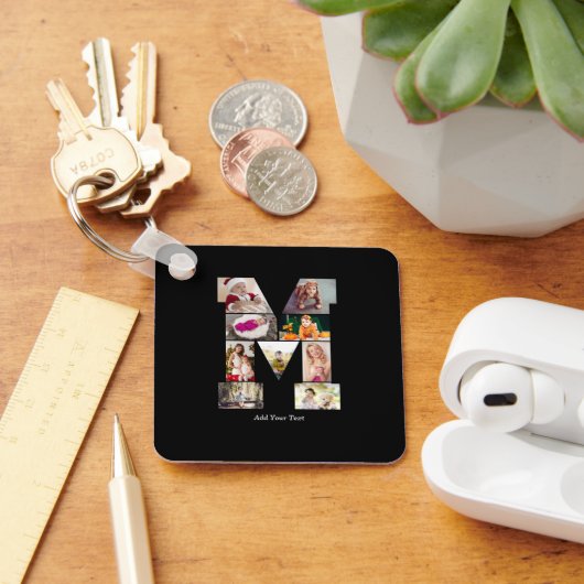 Black and White Letter M Photo Collage Sleutelhanger (Bureau)