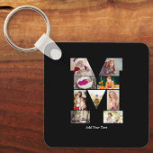 Black and White Letter M Photo Collage Sleutelhanger (Voorkant)