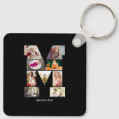 Black and White Letter M Photo Collage Sleutelhanger (Achterkant)