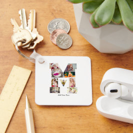 Black and White Letter M Photo Collage Sleutelhanger