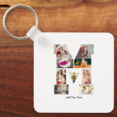 Black and White Letter M Photo Collage Sleutelhanger (Voorkant)