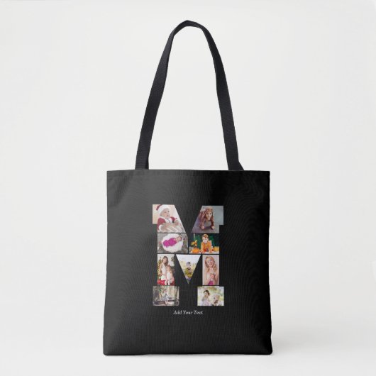 Black and White Letter M Photo Collage Tote Bag (Voorkant)