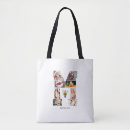 Black and White Letter M Photo Collage Tote Bag