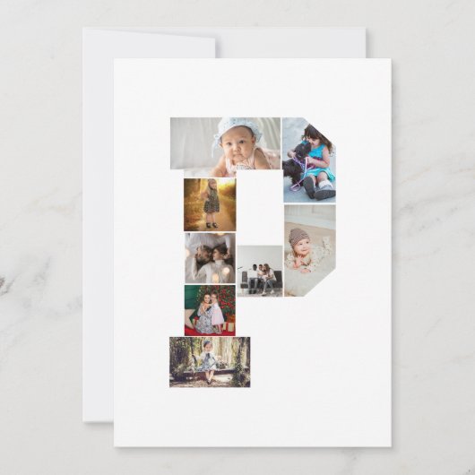 Black and White Letter P Photo Collage Aankondiging (Voorkant)