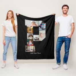 Black and White Letter P Photo Collage Fleece Deken