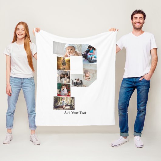 Black and White Letter P Photo Collage Fleece Deken (In situ)