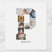 Black and White Letter P Photo Collage Wijn Etiket (Enkel label)