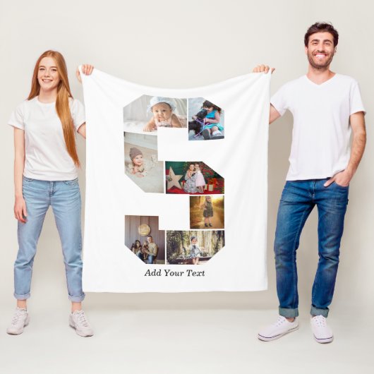 Black and White Letter S Photo Collage Fleece Deken (In situ)