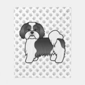 Black and White Lhasa Apso Cute Dog Fleece Deken (Voorkant)