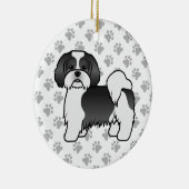 Black and White Lhasa Apso Cute Dog Keramisch Ornament (Rechts)