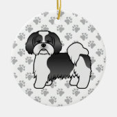 Black and White Lhasa Apso Cute Dog Keramisch Ornament (Voorkant)