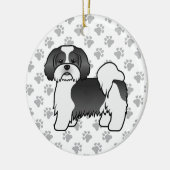 Black and White Lhasa Apso Cute Dog Keramisch Ornament (Links)
