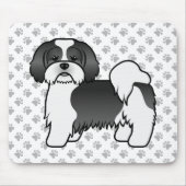 Black and White Lhasa Apso Cute Dog Muismat (Voorkant)