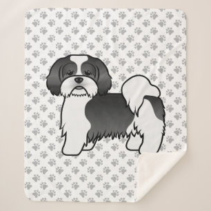 Black and White Lhasa Apso Cute Dog Sherpa Deken