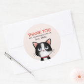 Black and white little kitten thank you ronde sticker (Envelop)