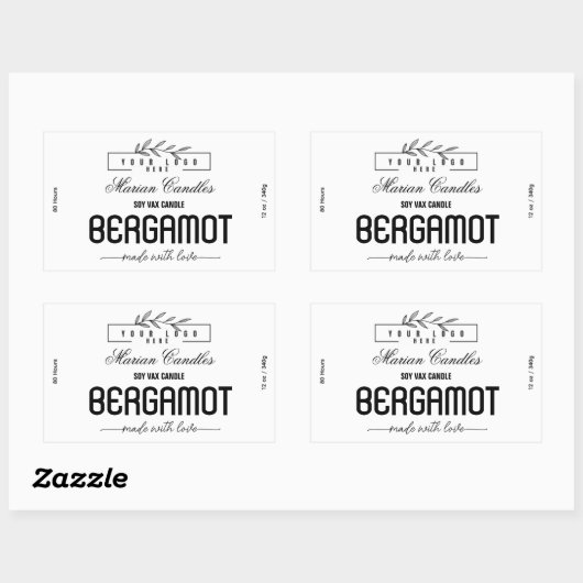 Black and white logo Personalized Candle Label (Vel)