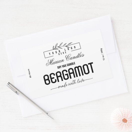 Black and white logo Personalized Candle Label (Envelop)