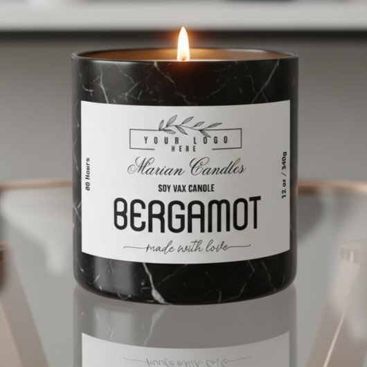 Black and white logo Personalized Candle Label