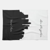 Black and White Los Angeles Skyline Theedoek (Horizontaal)