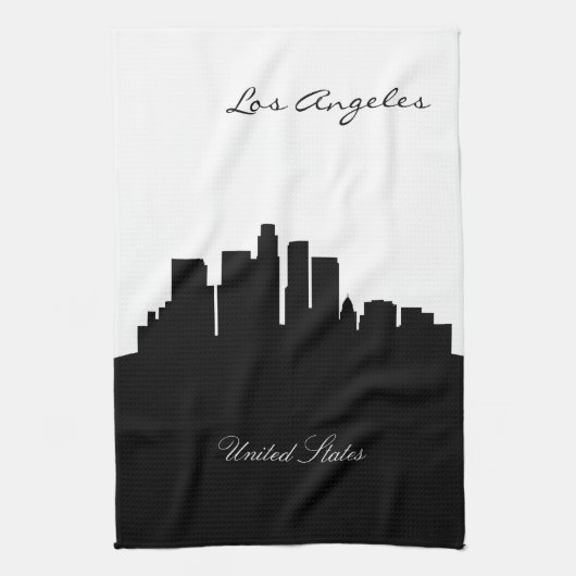 Black and White Los Angeles Skyline Theedoek (Verticaal)