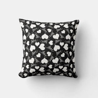 Black and White Love Hearts Graphic Art Kussen