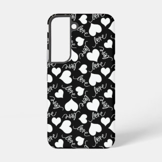 Black and White Love Hearts Graphic Art Samsung Galaxy Hoesje