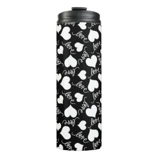 Black and White Love Hearts Graphic Art Thermosbeker
