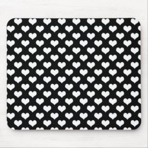 Black and White Love Hearts Muismat