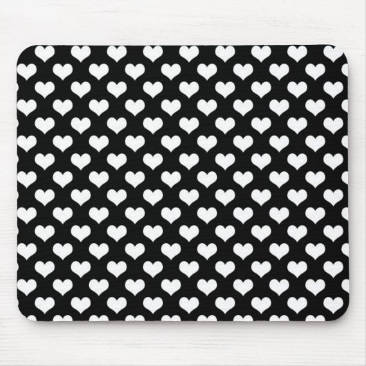 Black and White Love Hearts Muismat (Voorkant)